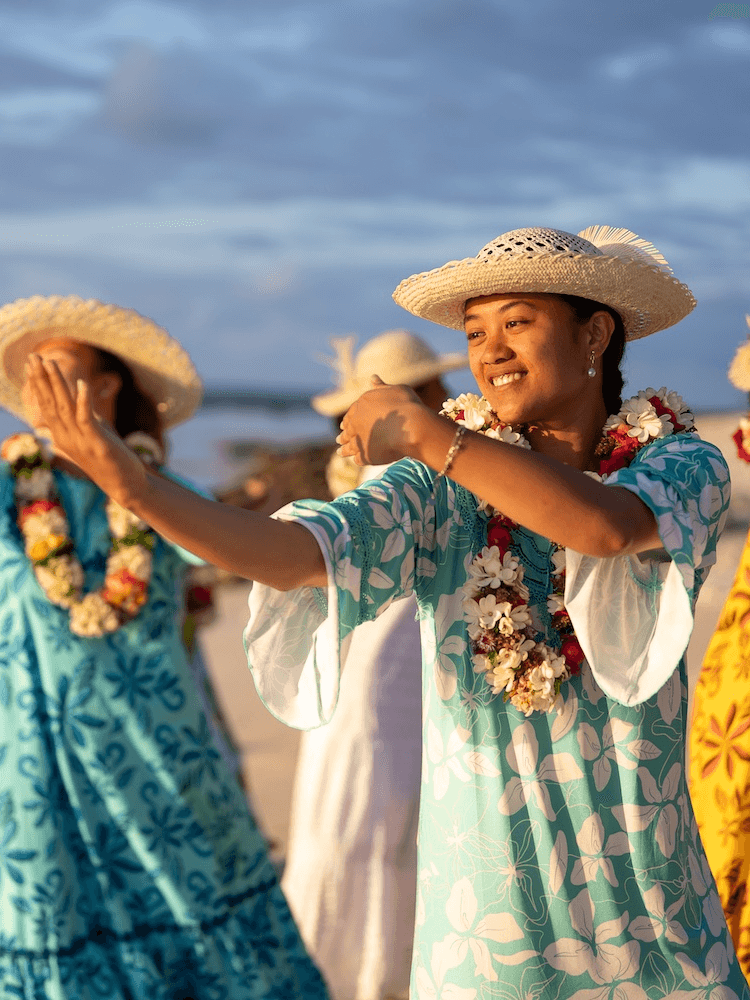 Unique Tahiti - Tahitian Island Tours - Ladies Dancing on the Beach
