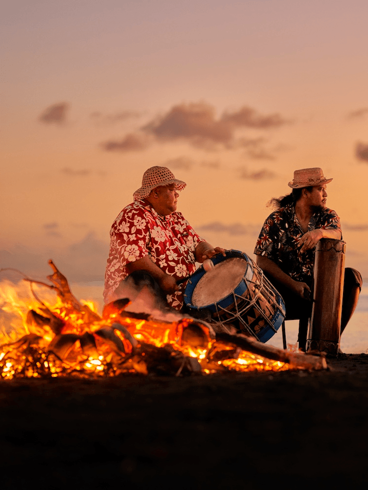 Unique Tahiti - Tours of Tahiti - Local Drummers on the Beach