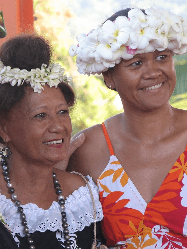 Unique Tahiti - Tours of Tahiti - Locals with Flower Crowns