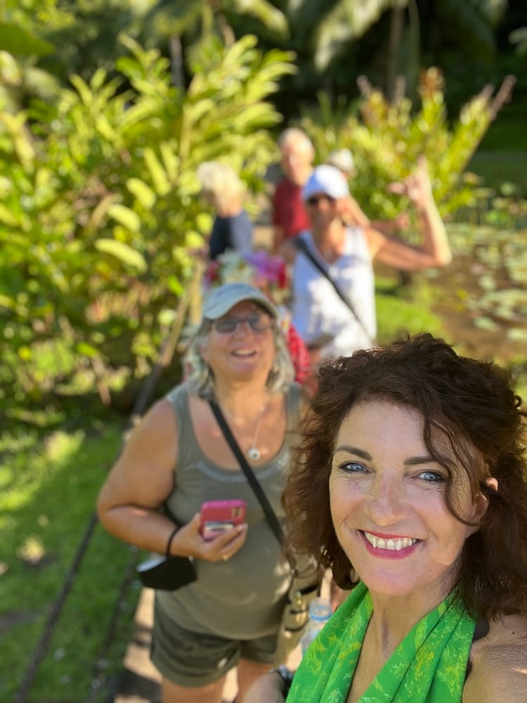 West Coast Half Day Tour of Tahiti - Tracey Posing with a Tour Group