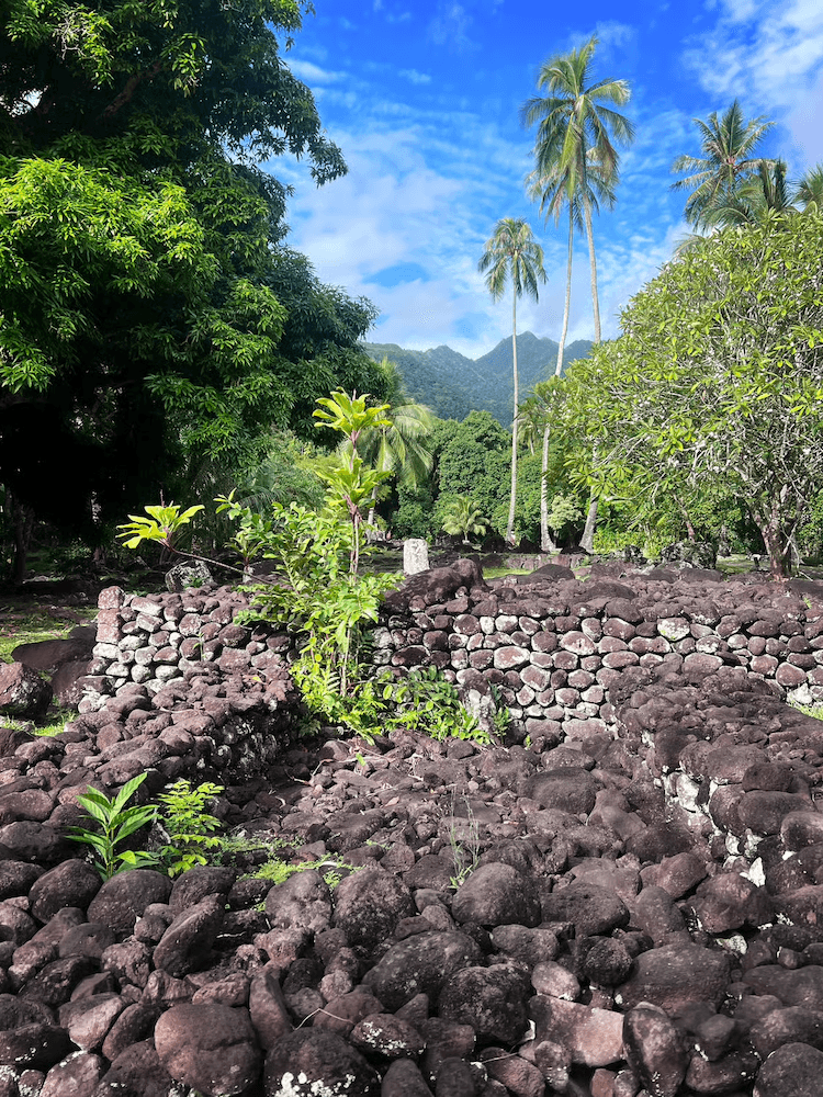 West Cost Full Day Tour of Tahiti - Ruins with Foliage Back Drop