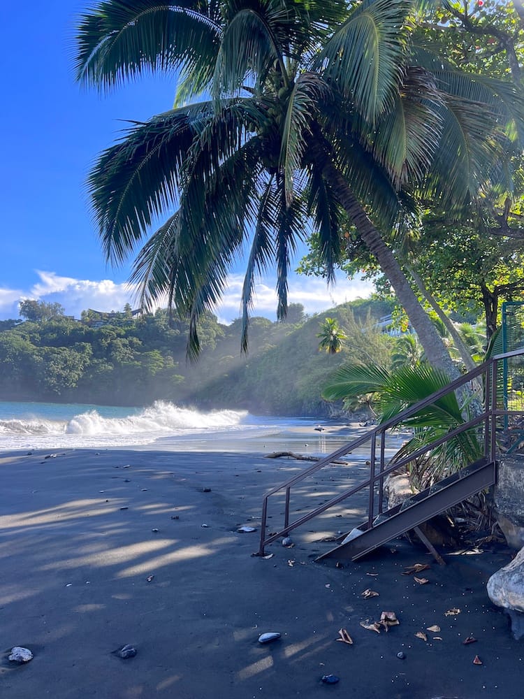East Coast Tour of Tahiti - Access Stairway from the Black Sand Beach