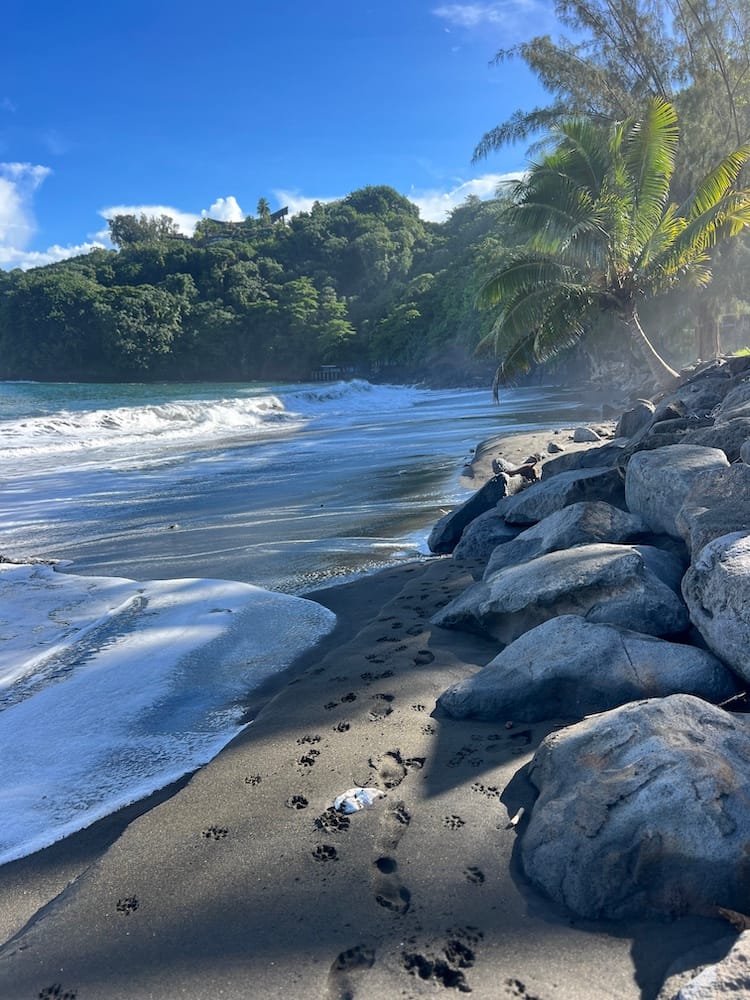 East Coast Tour of Tahiti - Beach with Black Sand and Rocks