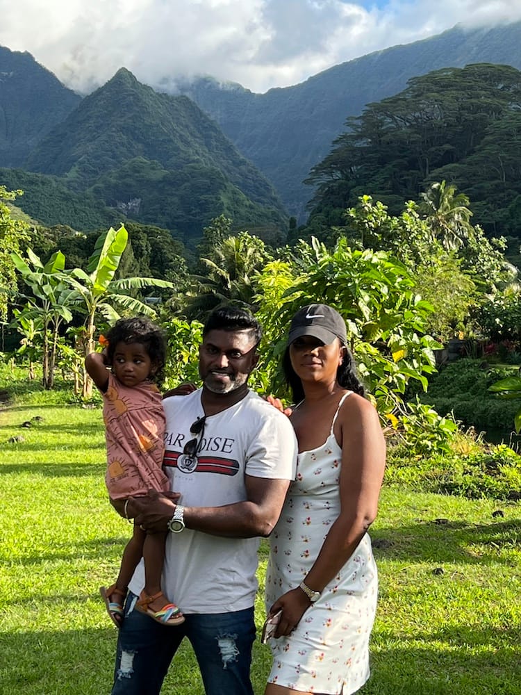 East Coast Tour of Tahiti - Beautiful Family In Front of Mountain Backdrop