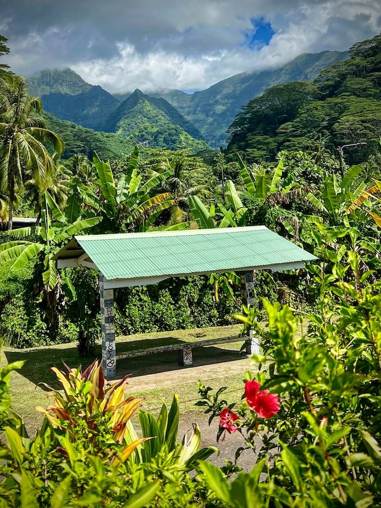 East Coast Tour of Tahiti - Bench Surrounded by Lucious Landscaping
