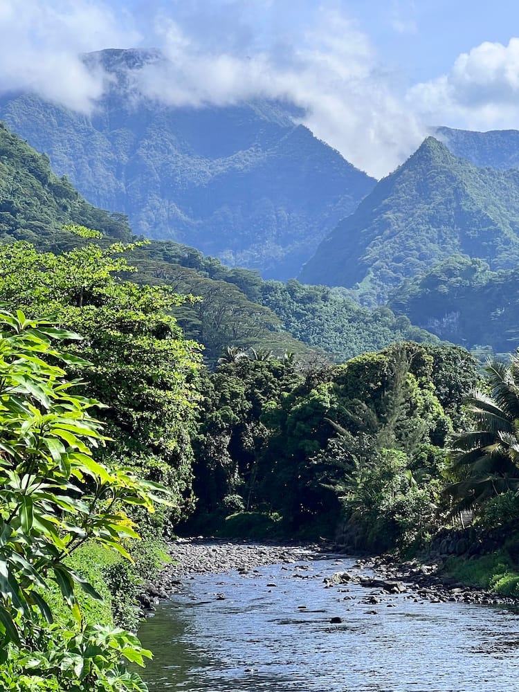 East Coast Tour of Tahiti - Mountain Landscape Along River
