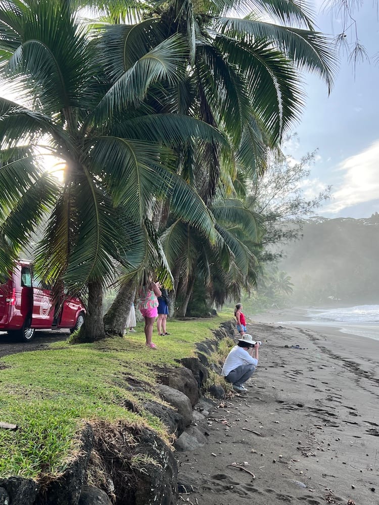 East Coast Tour of Tahiti - Stopping Mercedes for a Photo Opp